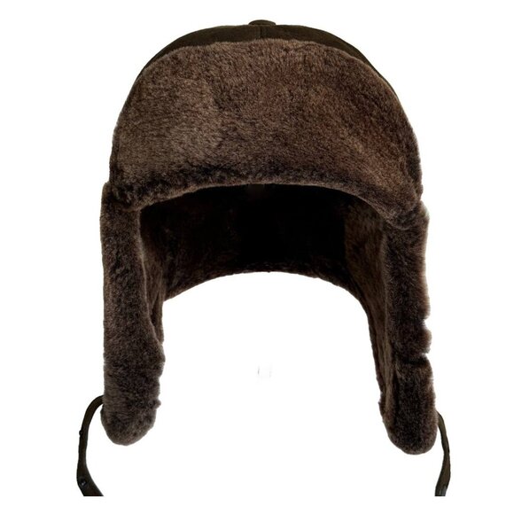 Real Shearling Sheepskin Leather Trapper Hat | Aviator Winter Hat | Ushanka - Picture 3 of 9